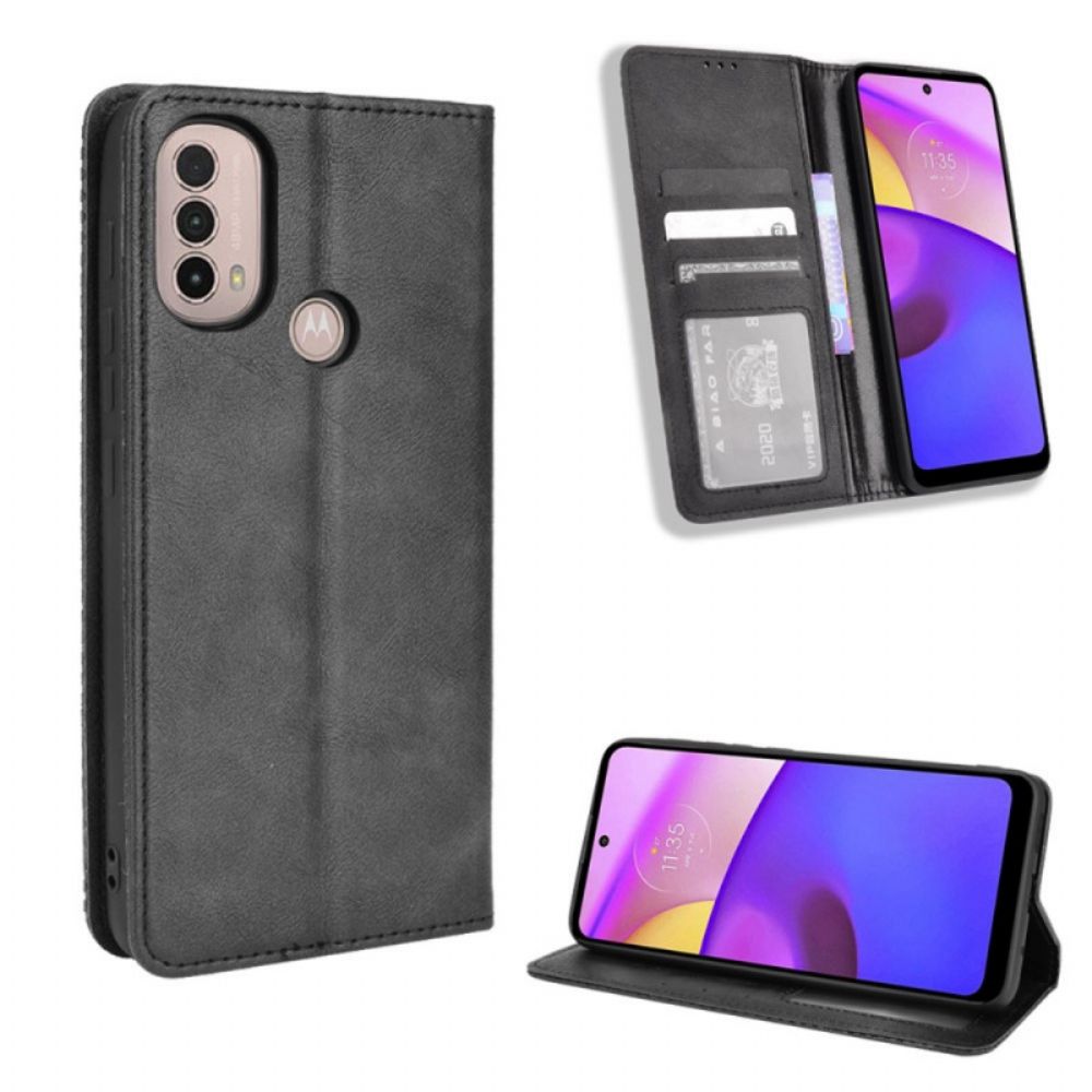 Bescherming Hoesje voor Moto E40 / E30 / E20 Folio-hoesje Vintage Gestileerd Leereffect