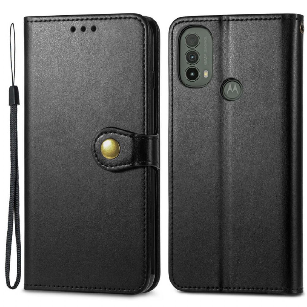 Flip Case voor Moto E40 / E30 / E20 Faux Leder En Vintage Sluiting