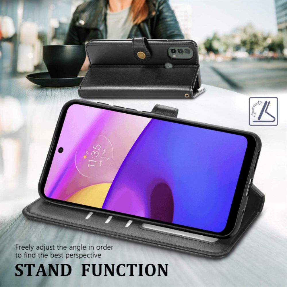 Flip Case voor Moto E40 / E30 / E20 Faux Leder En Vintage Sluiting