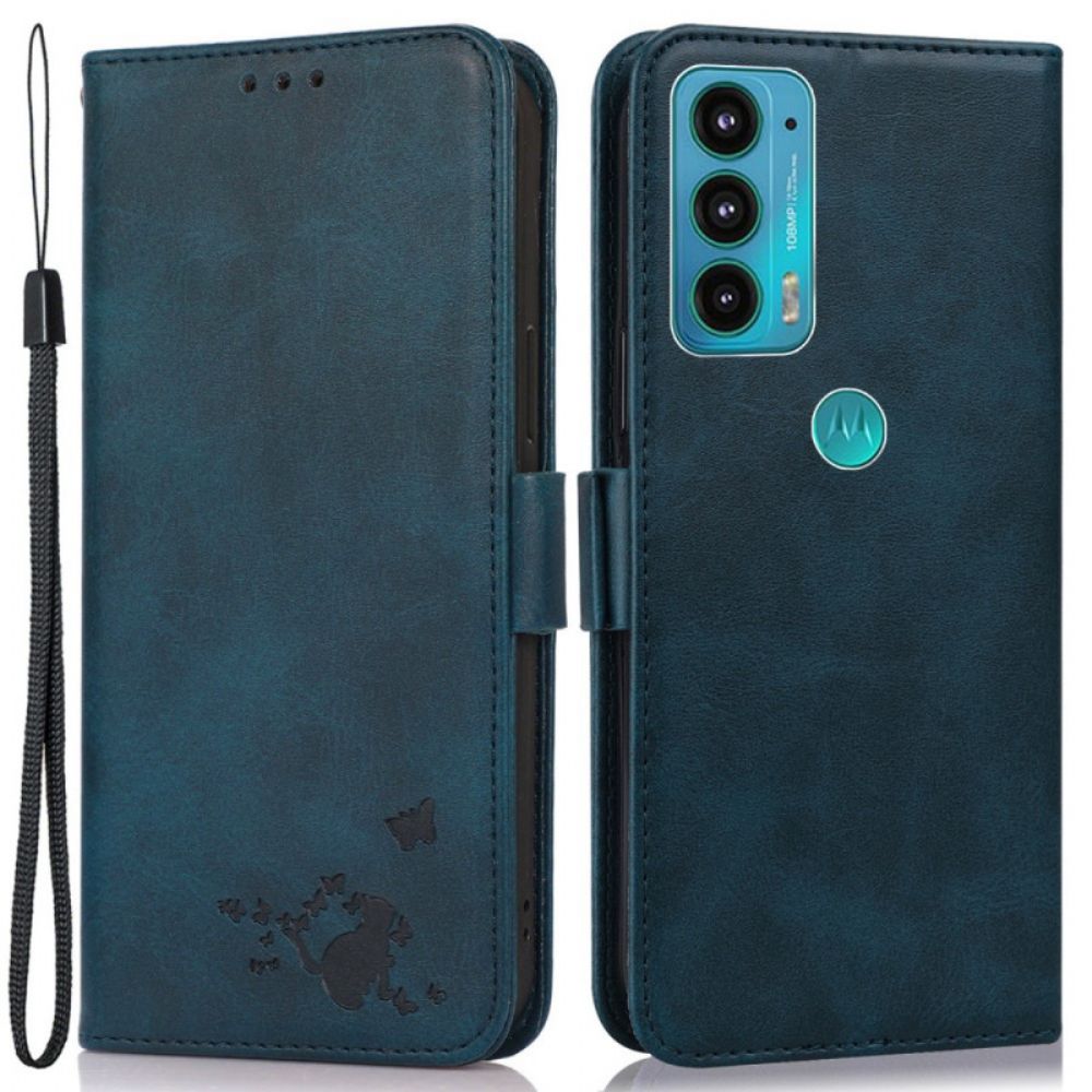 Flip Case voor Moto E40 / E30 / E20 Kat En Vlinders