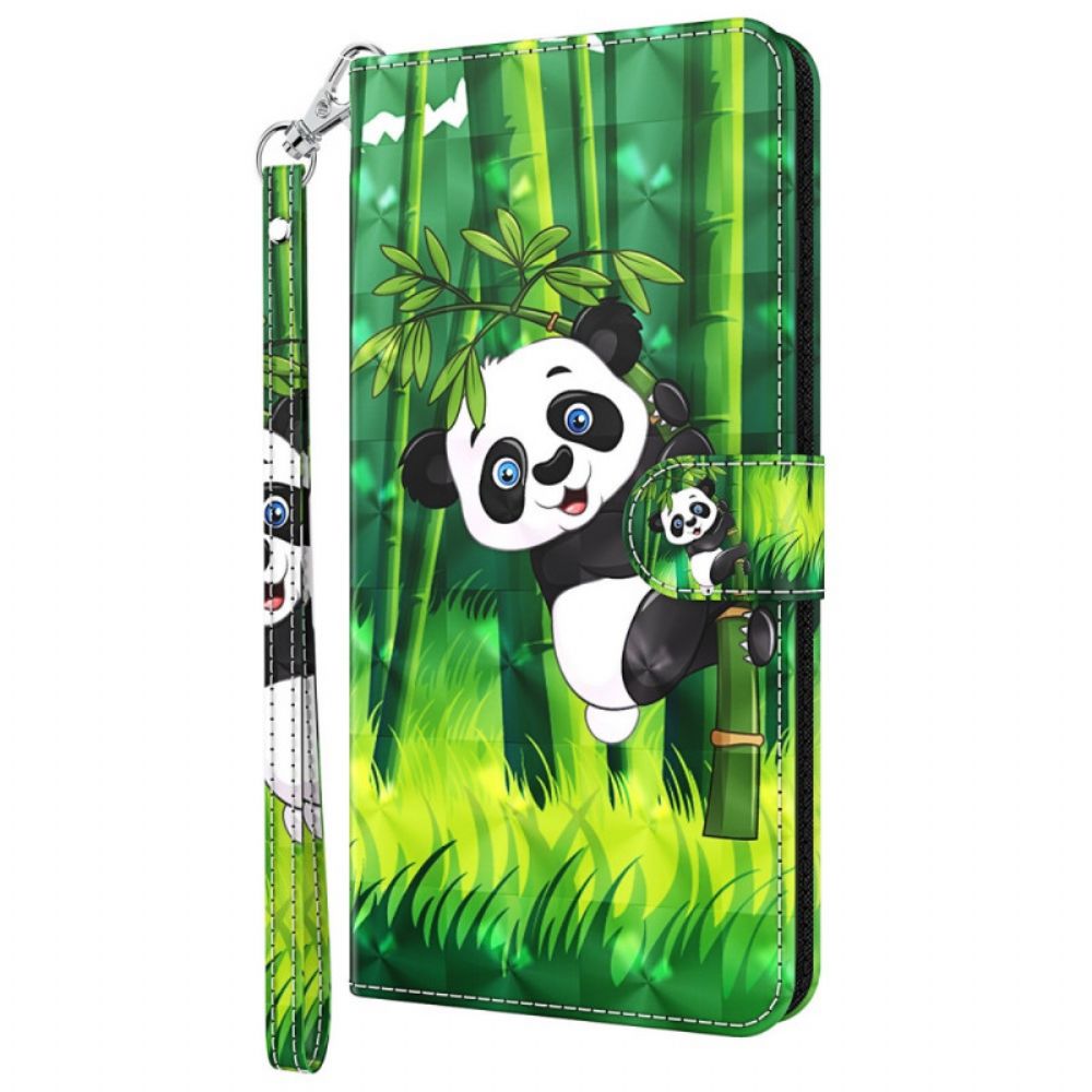 Flip Case voor Moto E40 / E30 / E20 Panda En Bamboe