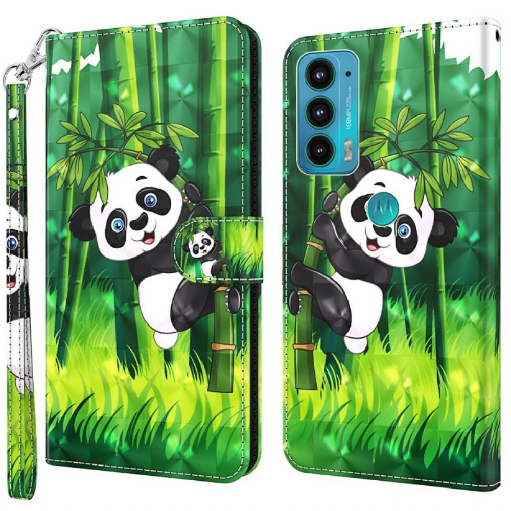 Flip Case voor Moto E40 / E30 / E20 Panda En Bamboe