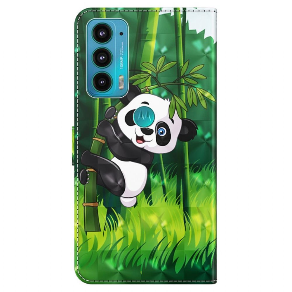 Flip Case voor Moto E40 / E30 / E20 Panda En Bamboe