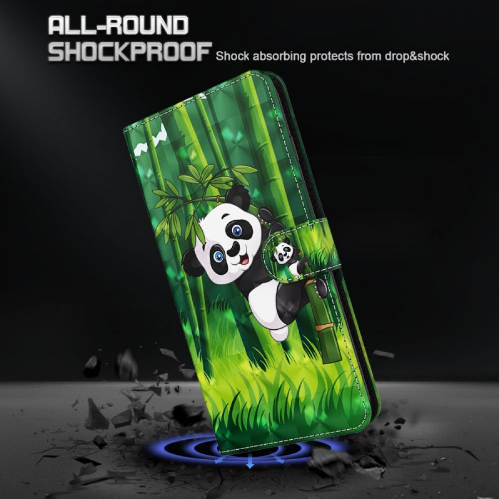 Flip Case voor Moto E40 / E30 / E20 Panda En Bamboe