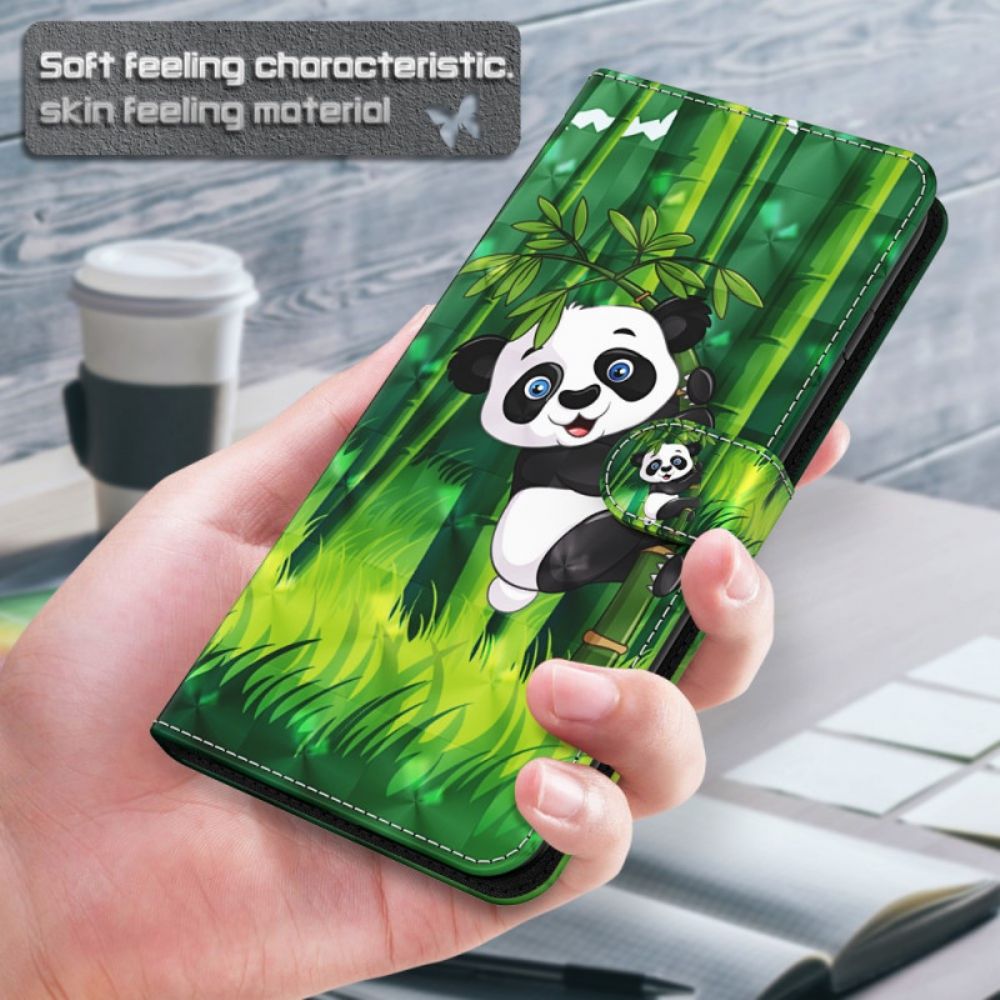 Flip Case voor Moto E40 / E30 / E20 Panda En Bamboe