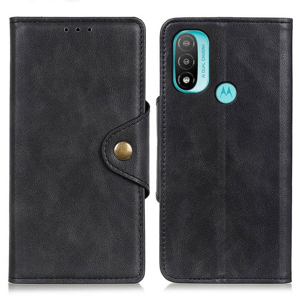 Flip Case voor Moto E40 / E30 / E20 Vintage Kunstleer En Knoop