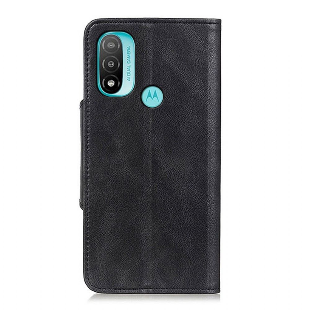 Flip Case voor Moto E40 / E30 / E20 Vintage Kunstleer En Knoop