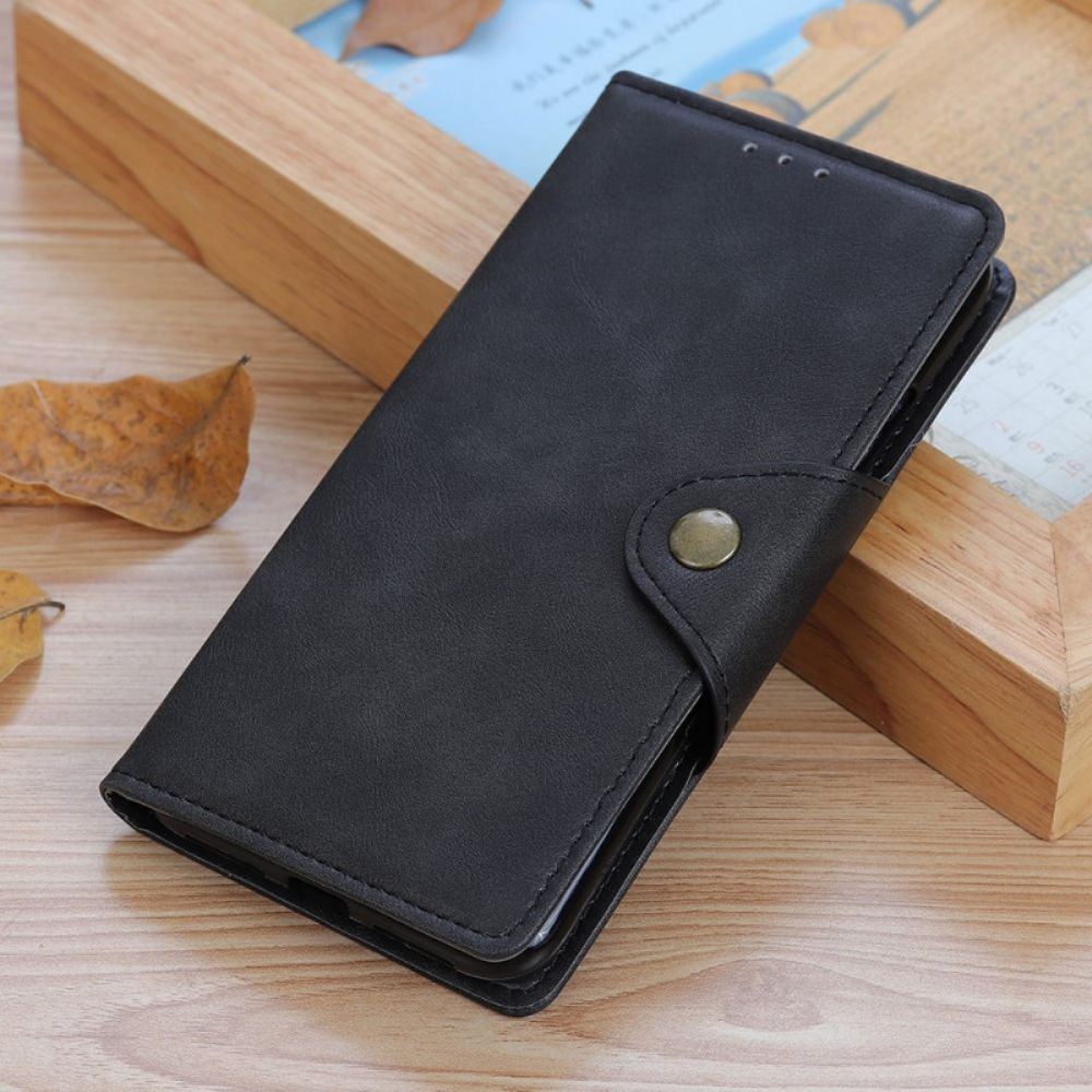 Flip Case voor Moto E40 / E30 / E20 Vintage Kunstleer En Knoop