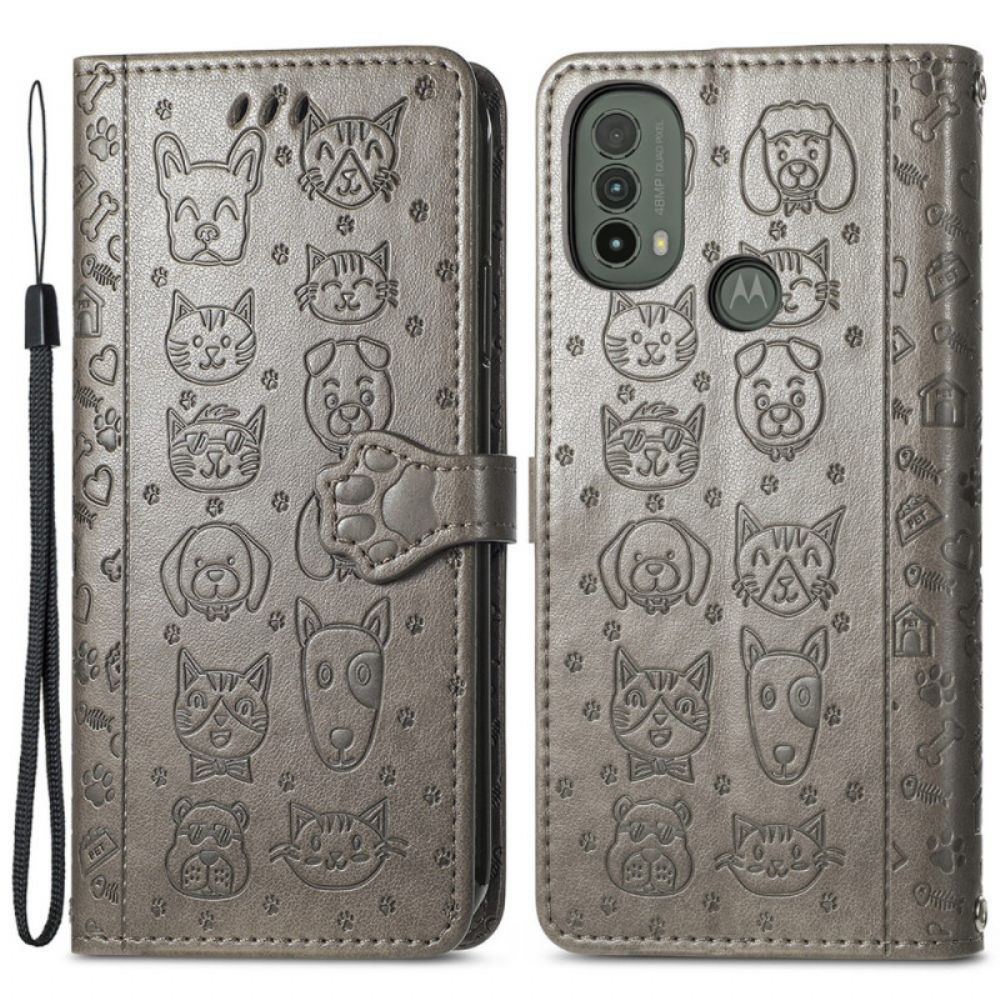 Folio-hoesje voor Moto E40 / E30 / E20 Geanimeerde Dieren