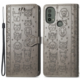 Folio-hoesje voor Moto E40 / E30 / E20 Geanimeerde Dieren