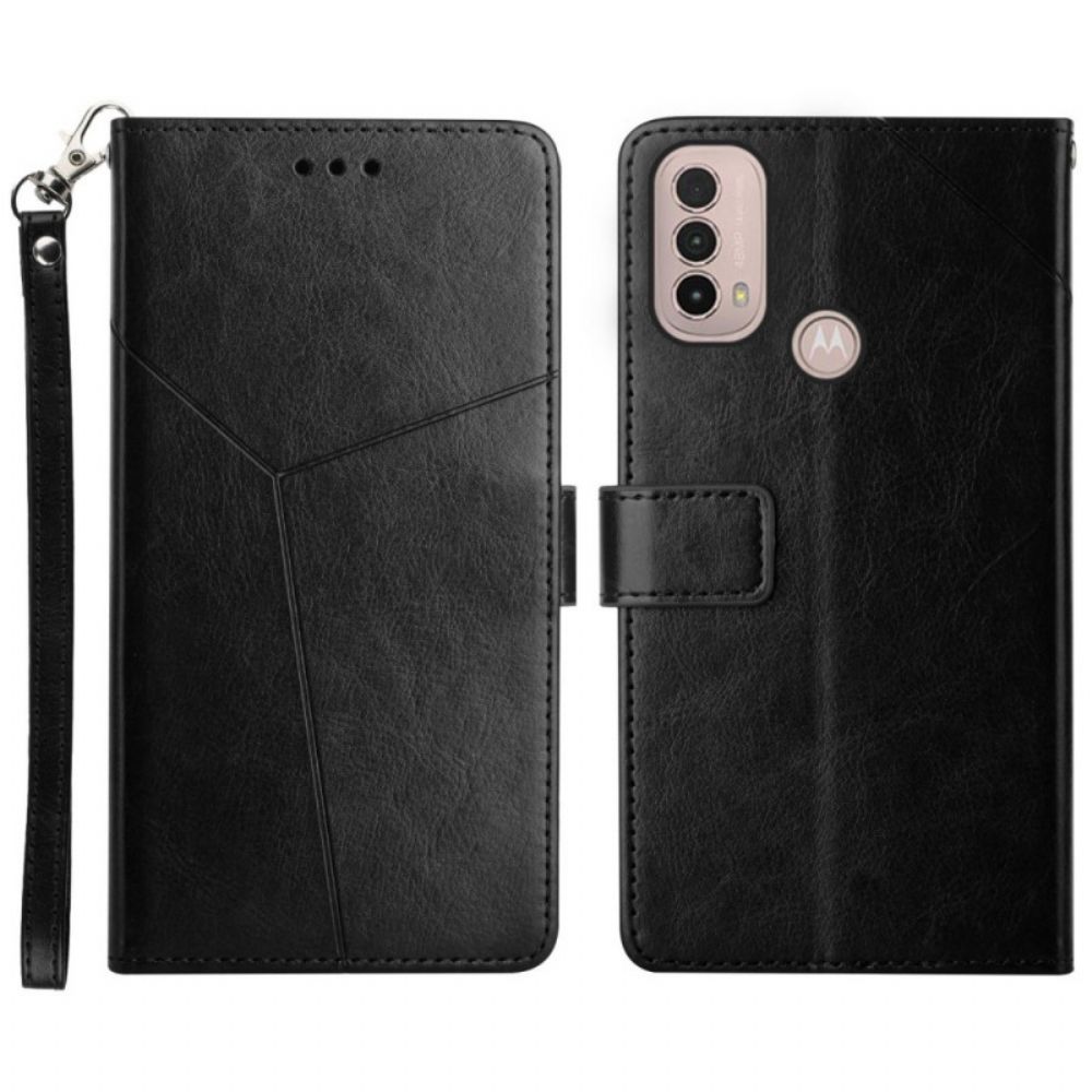 Folio-hoesje voor Moto E40 / E30 / E20 Geo Y Design Lederen Stijl