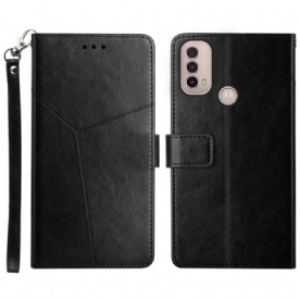 Folio-hoesje voor Moto E40 / E30 / E20 Geo Y Design Lederen Stijl