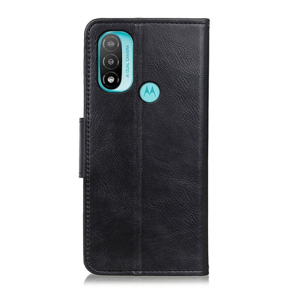 Folio-hoesje voor Moto E40 / E30 / E20 Omkeerbaar Leereffect Met Gesp