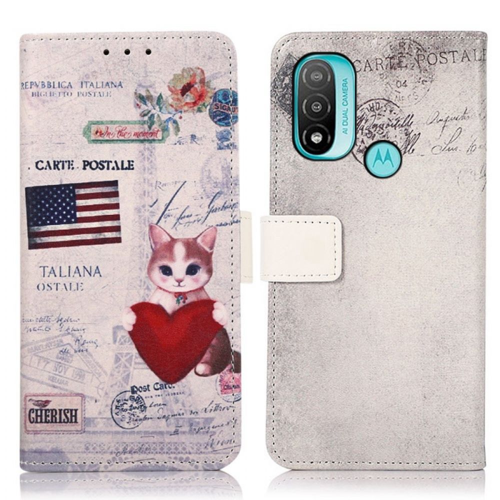 Folio-hoesje voor Moto E40 / E30 / E20 Reizende Kat