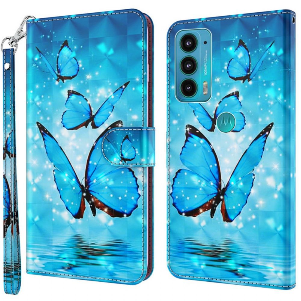 Folio-hoesje voor Moto E40 / E30 / E20 Vliegende Blauwe Vlinders