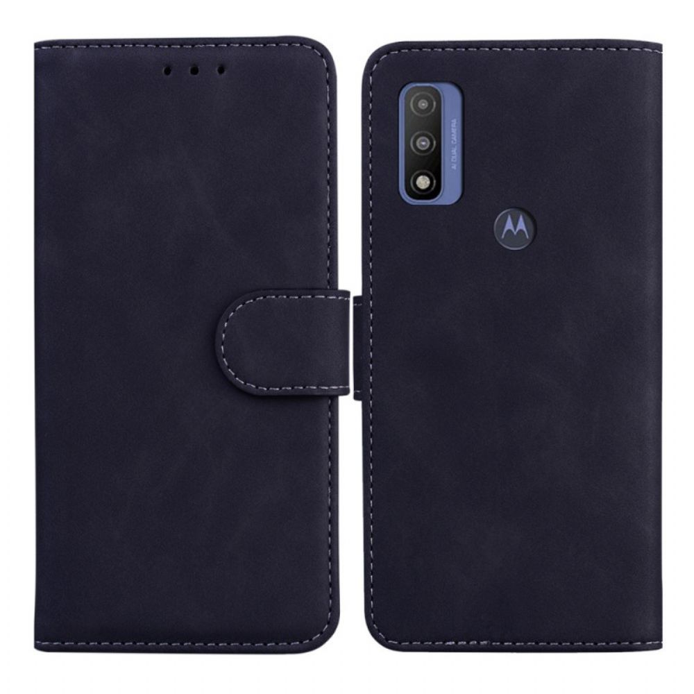 Folio-hoesje voor Moto E40 / E30 / E20 Zwart Leereffect