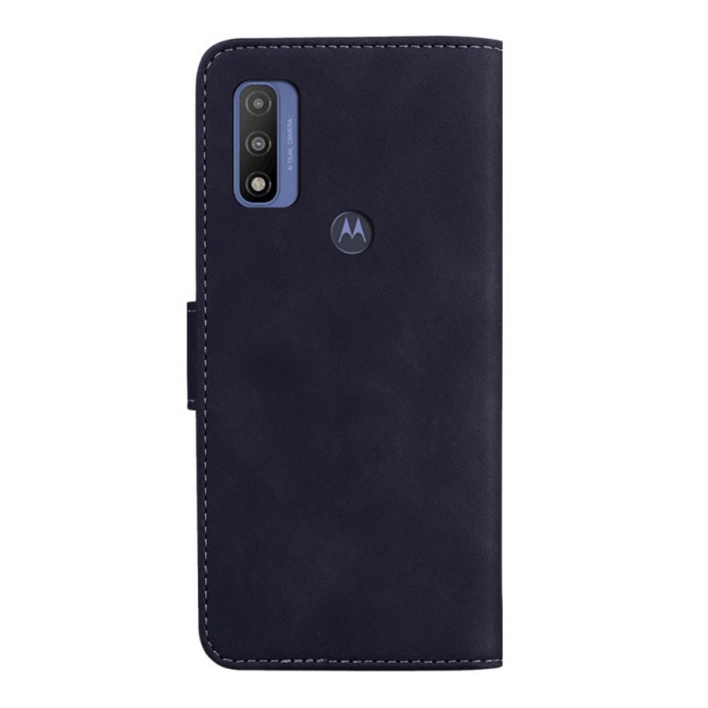 Folio-hoesje voor Moto E40 / E30 / E20 Zwart Leereffect