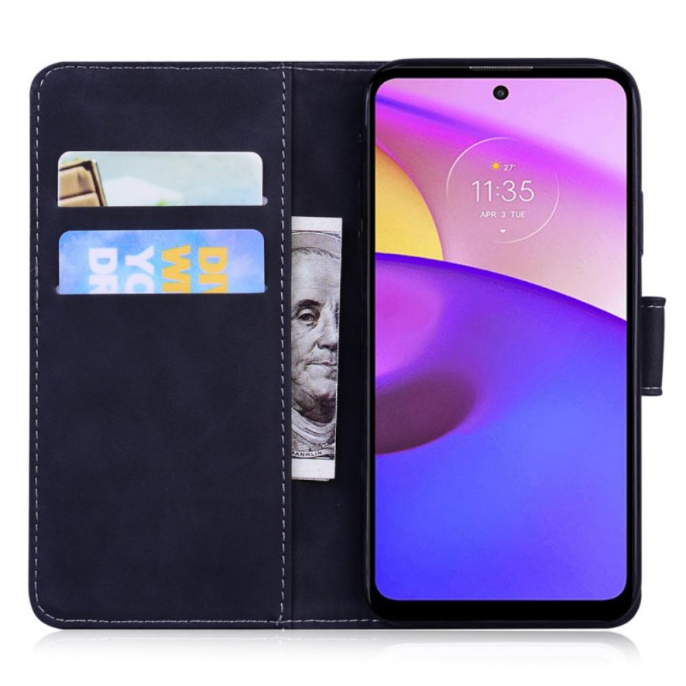 Folio-hoesje voor Moto E40 / E30 / E20 Zwart Leereffect