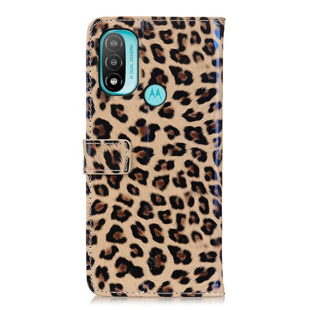 Leren Hoesje voor Moto E40 / E30 / E20 Enkele Luipaard