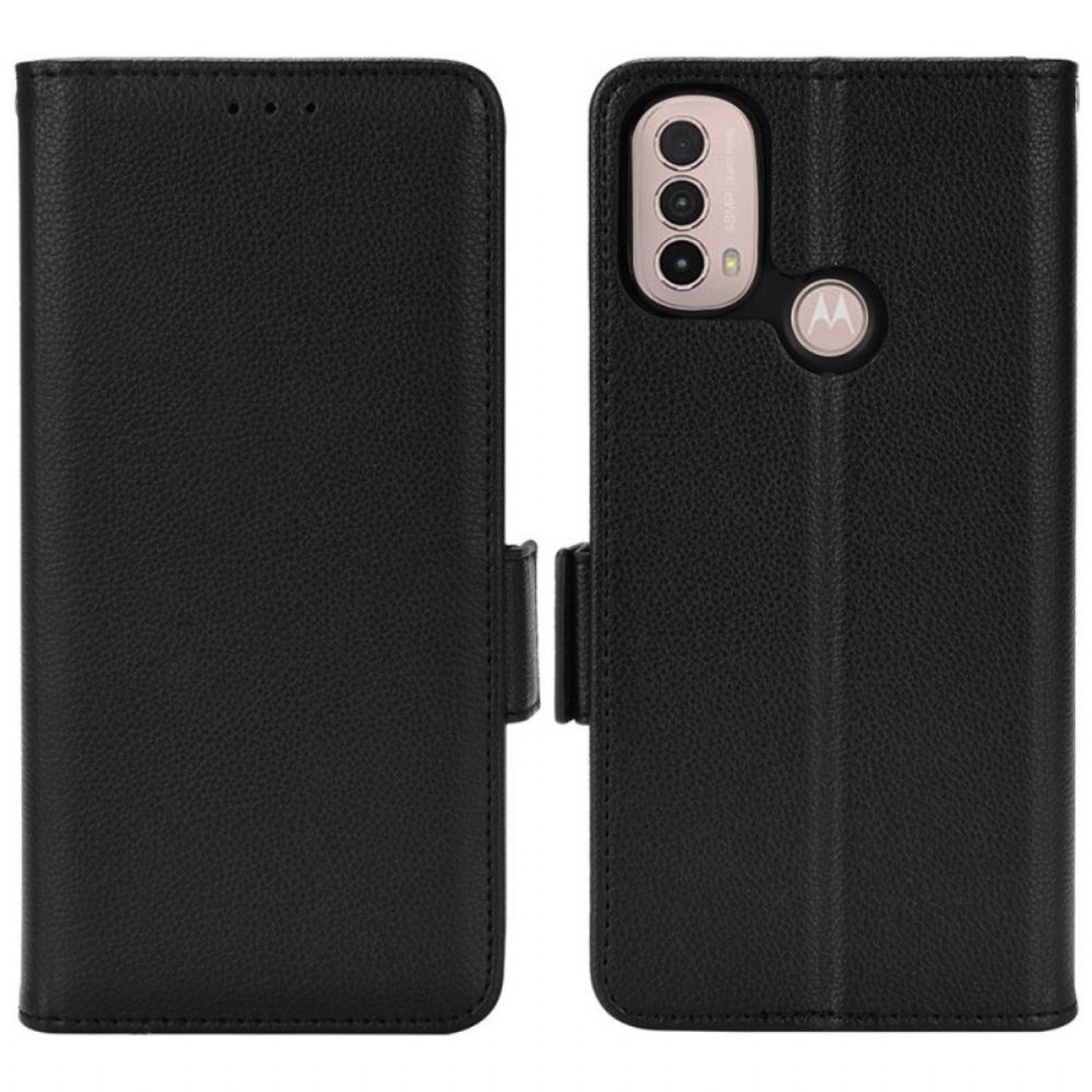 Leren Hoesje voor Moto E40 / E30 / E20 Folio-hoesje Dubbele Nieuwe Kleuren Flap