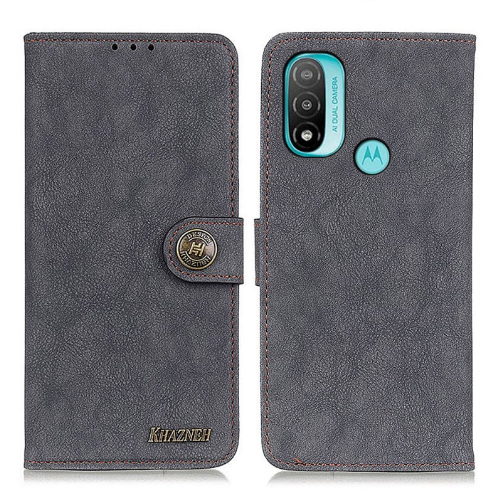 Leren Hoesje voor Moto E40 / E30 / E20 Khazneh Retro Splitleer