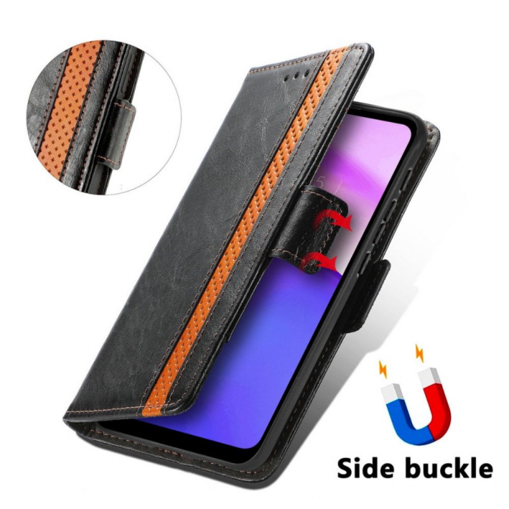 Leren Hoesje voor Moto E40 / E30 / E20 Tweekleurige Dubbele Sluiting Caseneo