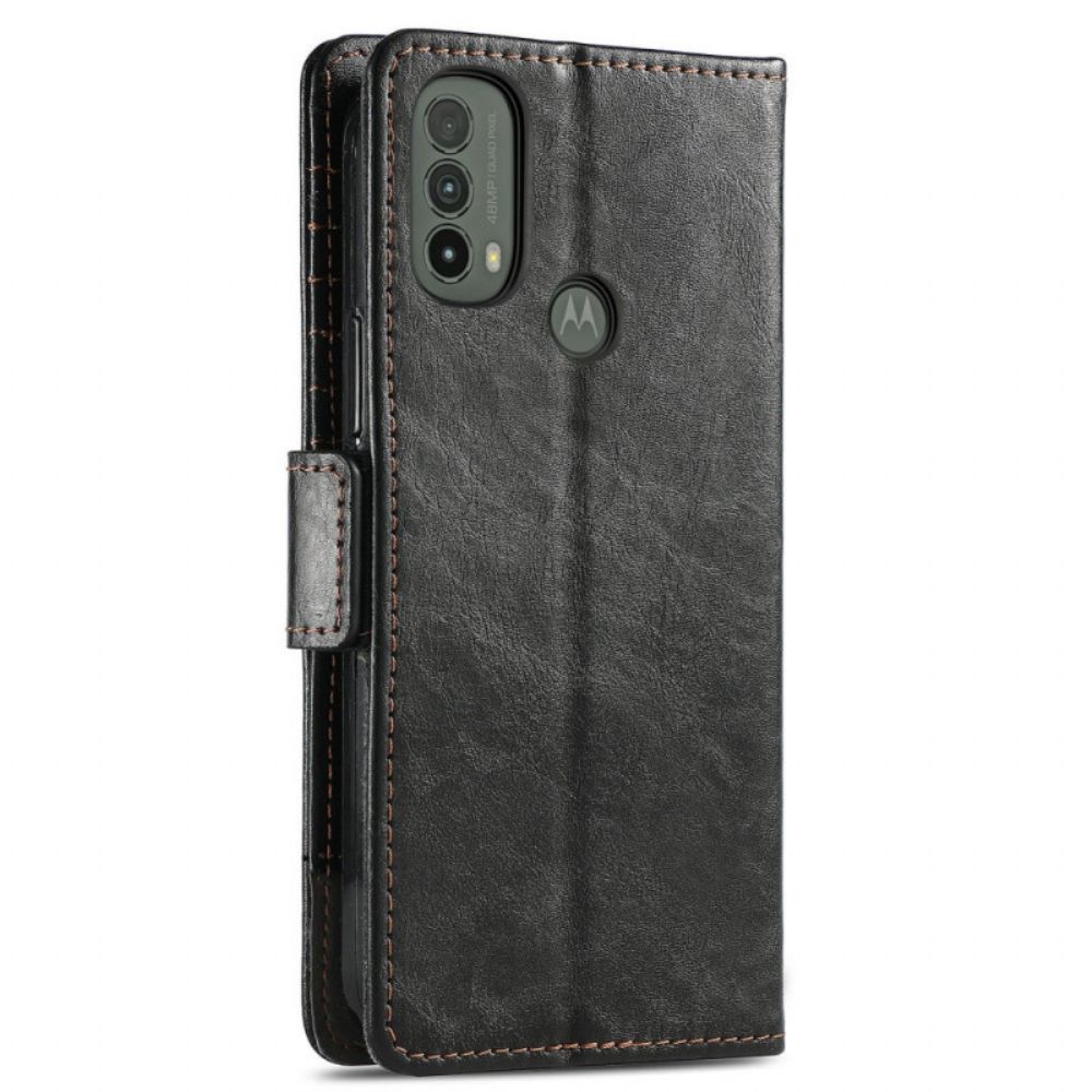 Leren Hoesje voor Moto E40 / E30 / E20 Tweekleurige Dubbele Sluiting Caseneo