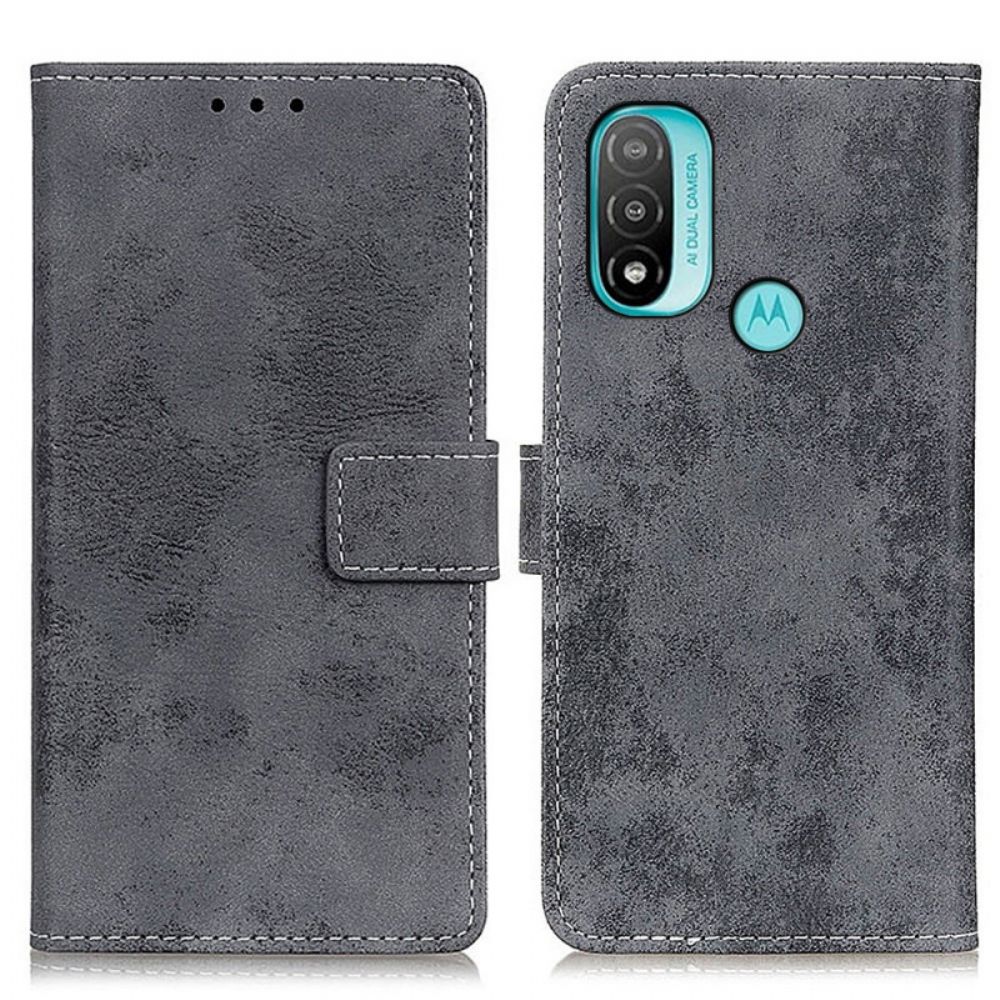 Leren Hoesje voor Moto E40 / E30 / E20 Vintage Leereffect