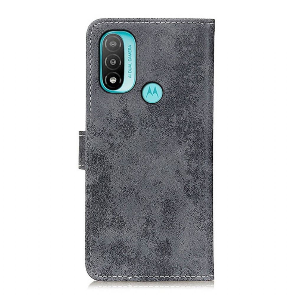 Leren Hoesje voor Moto E40 / E30 / E20 Vintage Leereffect