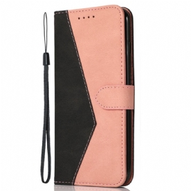 Flip Case Leren Xiaomi 14t Tweekleurige Band