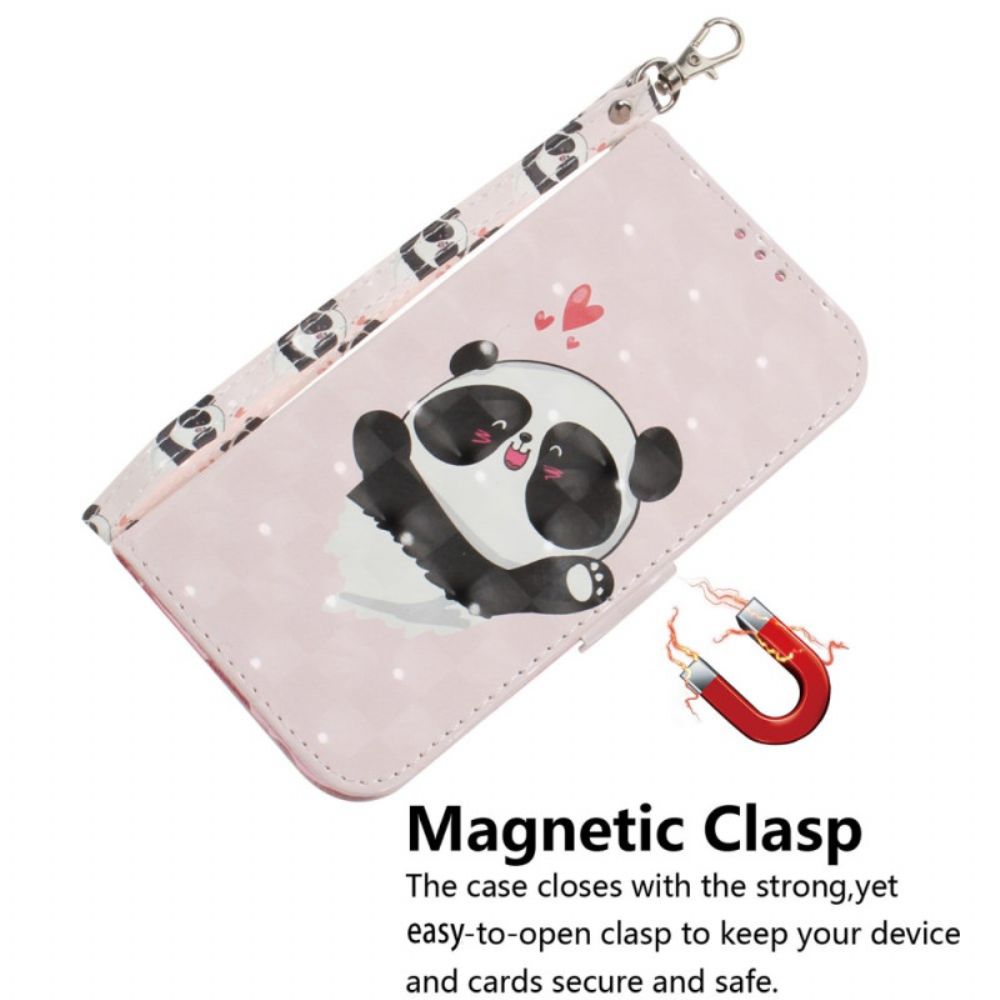 Folio-hoesje Xiaomi 14t Telefoonhoesje Panda Love Met Riempje