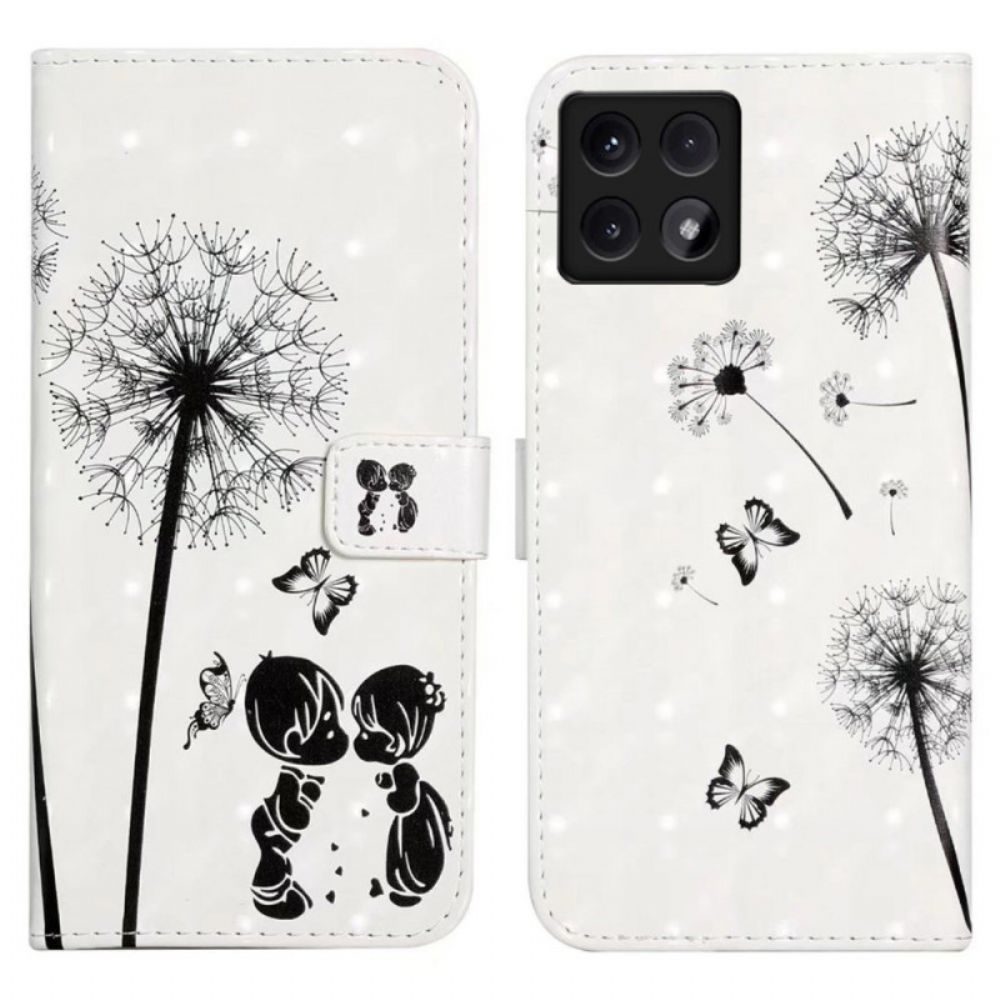 Leren Hoesje Voor Xiaomi 14t Kinderen En Paardenbloemen