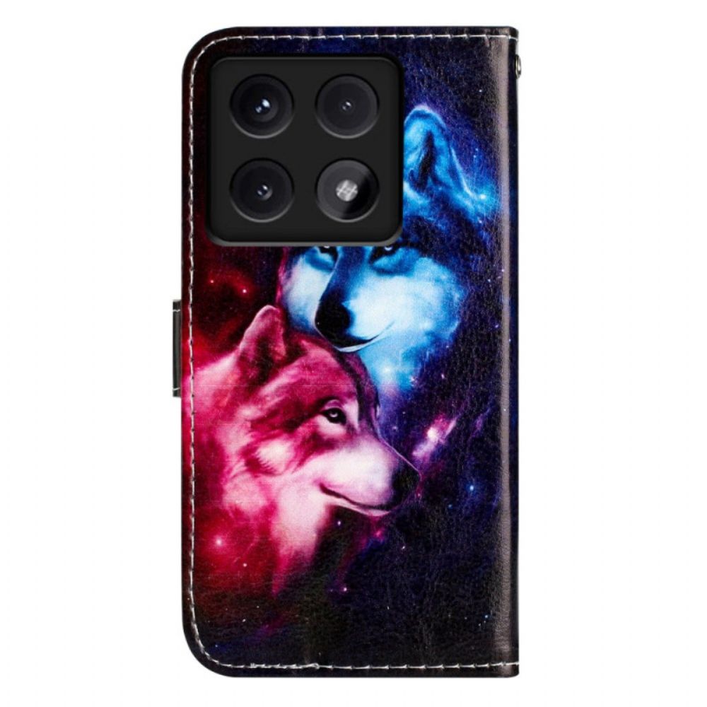 Leren Hoesje Voor Xiaomi 14t Paar Wolven