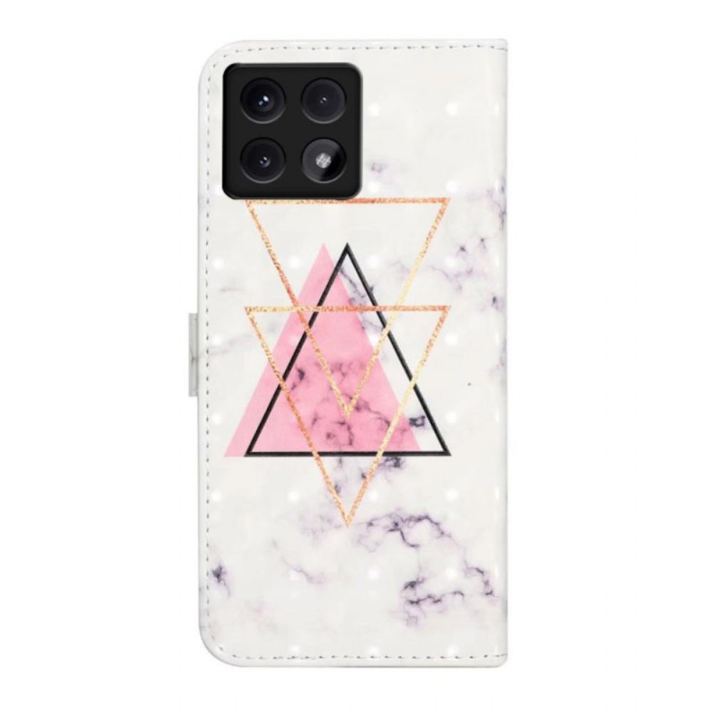 Leren Hoesje Xiaomi 14t Driehoekmarmer Bescherming Hoesje