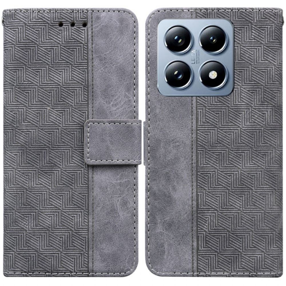 Leren Hoesje Xiaomi 14t Geweven Patroon Bescherming Hoesje