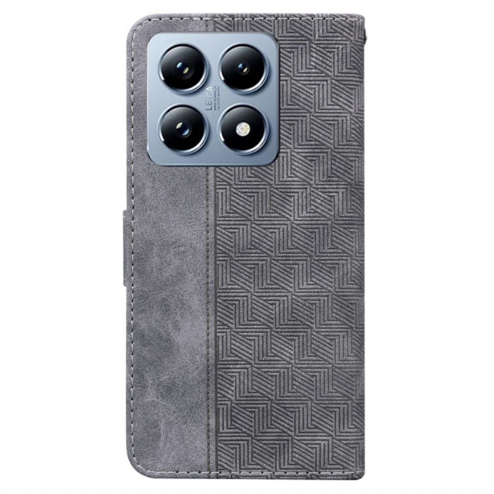 Leren Hoesje Xiaomi 14t Geweven Patroon Bescherming Hoesje