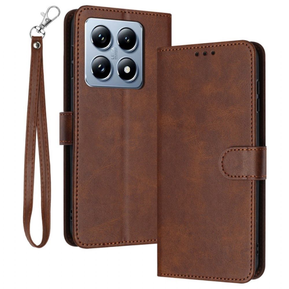 Leren Hoesje Xiaomi 14t Ledereffect Met Riem Bescherming Hoesje