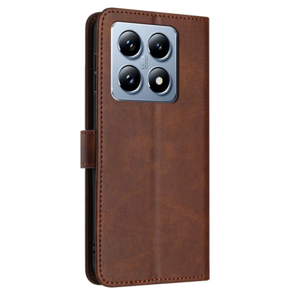 Leren Hoesje Xiaomi 14t Ledereffect Met Riem Bescherming Hoesje