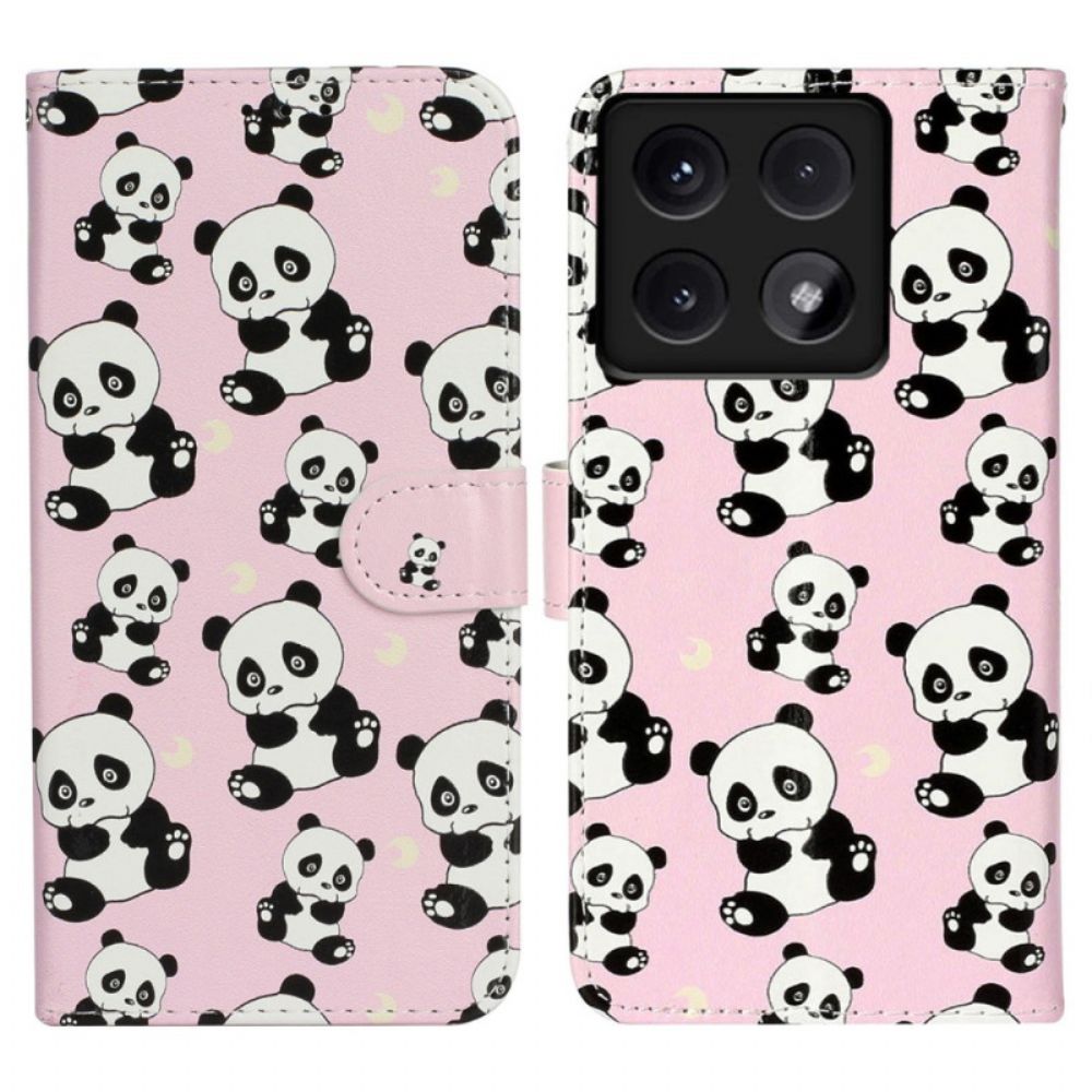 Leren Hoesje Xiaomi 14t Panda's Premium Bescherming Hoesje