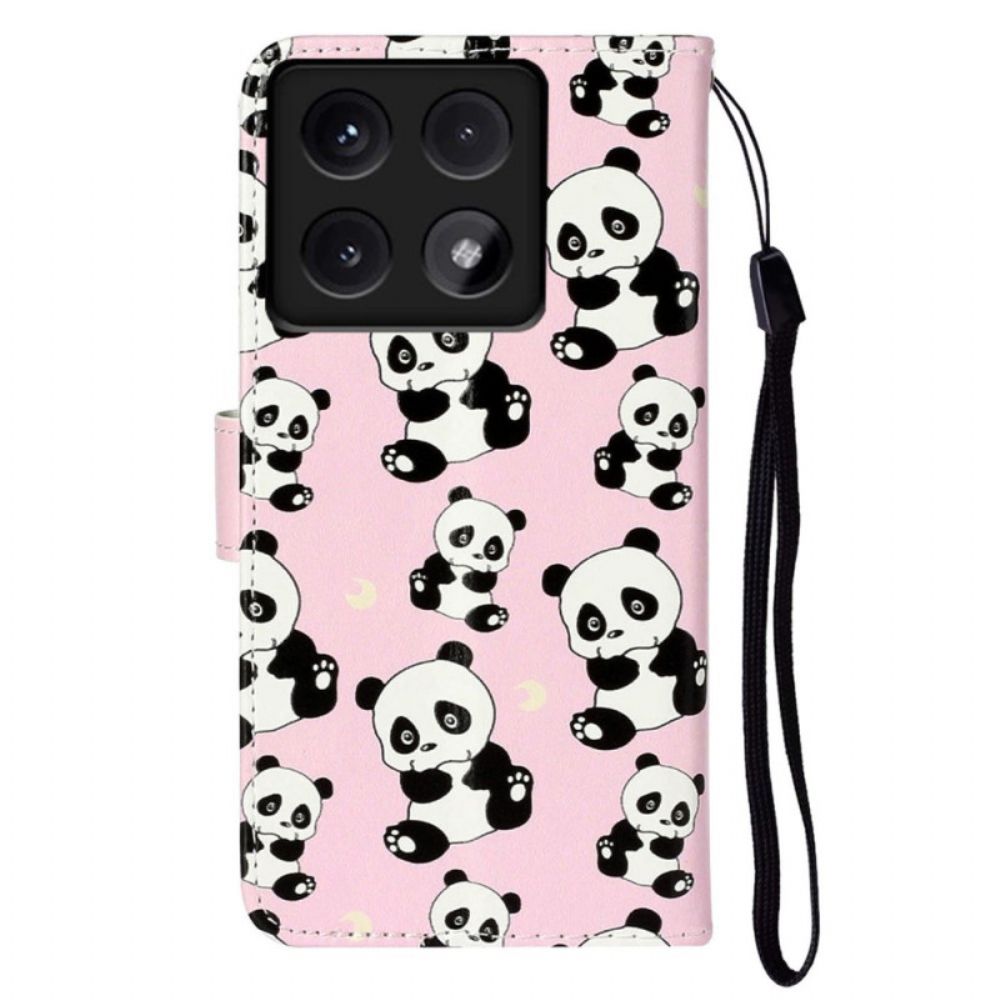 Leren Hoesje Xiaomi 14t Panda's Premium Bescherming Hoesje