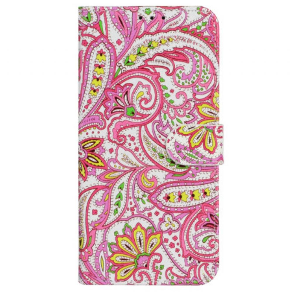 Leren Hoesje Xiaomi 14t Premium Bloemmotief