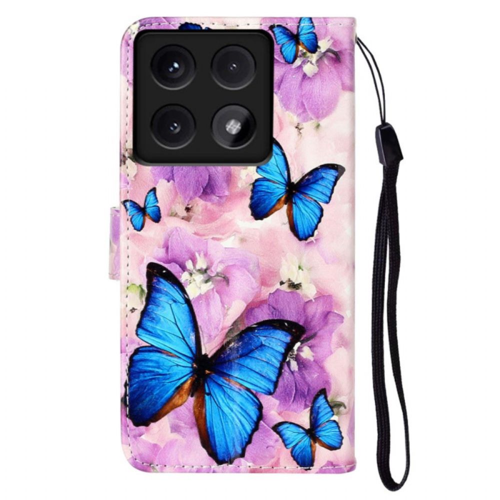 Leren Hoesje Xiaomi 14t Premium Bloemmotief