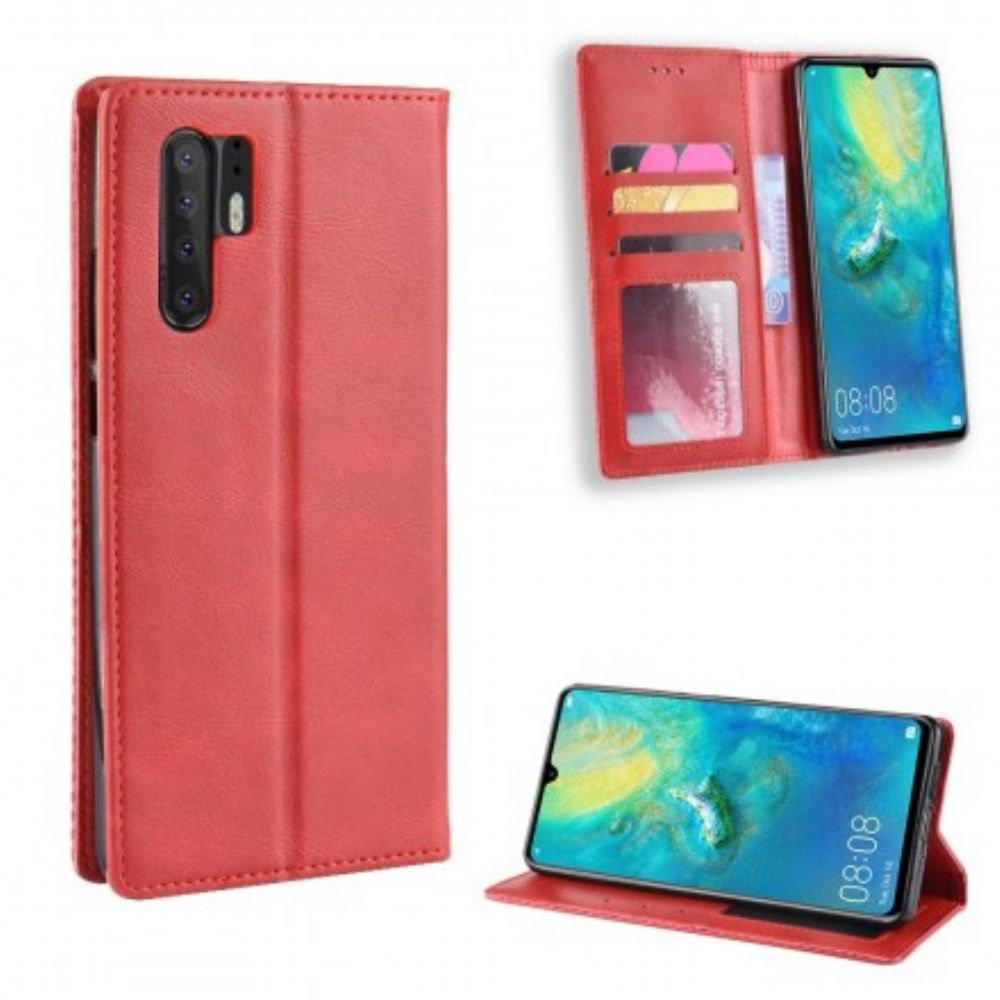 Bescherming Hoesje voor Huawei P30 Pro Folio-hoesje Vintage Gestileerd Leereffect