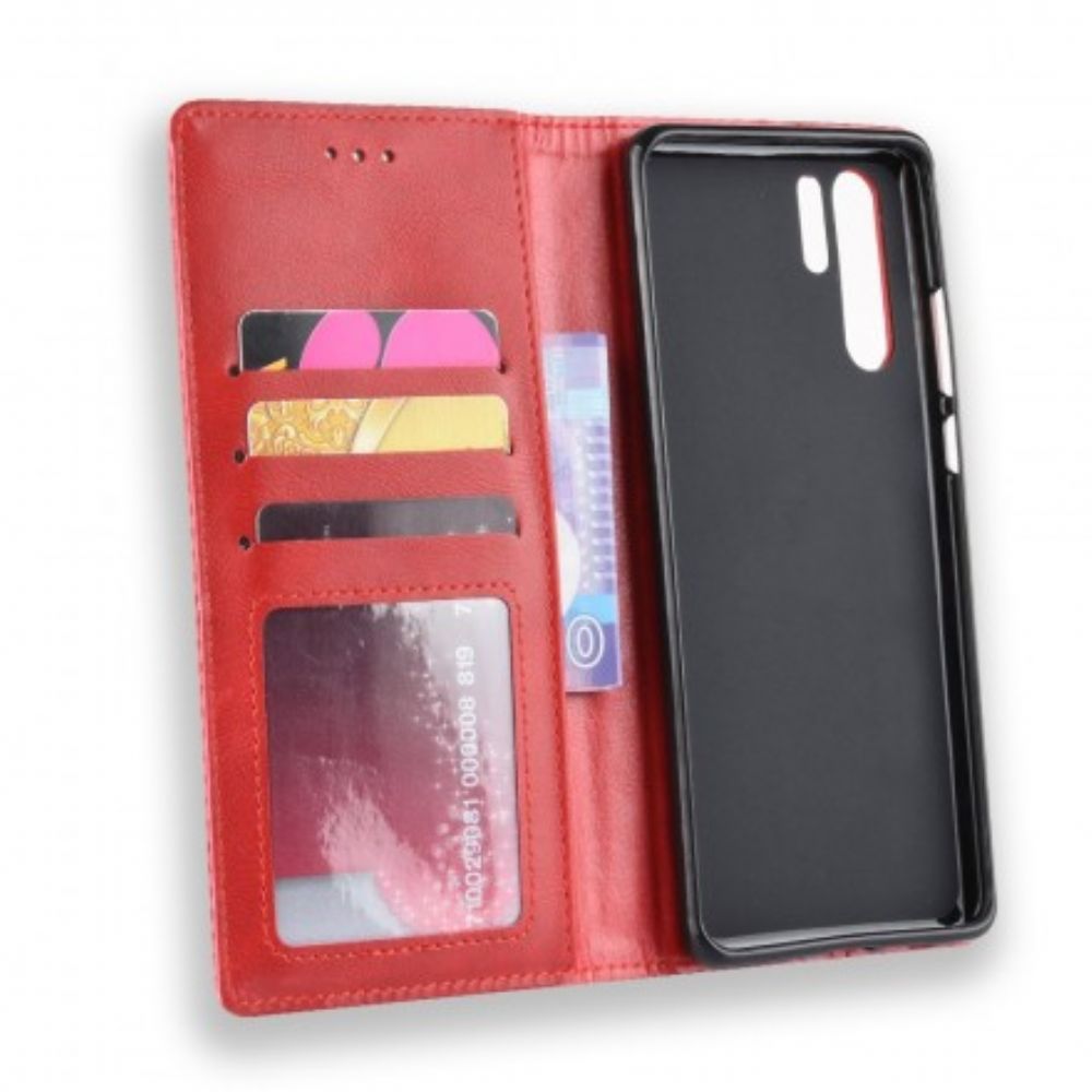 Bescherming Hoesje voor Huawei P30 Pro Folio-hoesje Vintage Gestileerd Leereffect