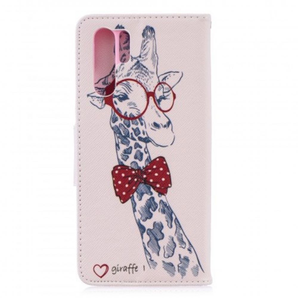 Folio-hoesje voor Huawei P30 Pro Nerdy Giraf