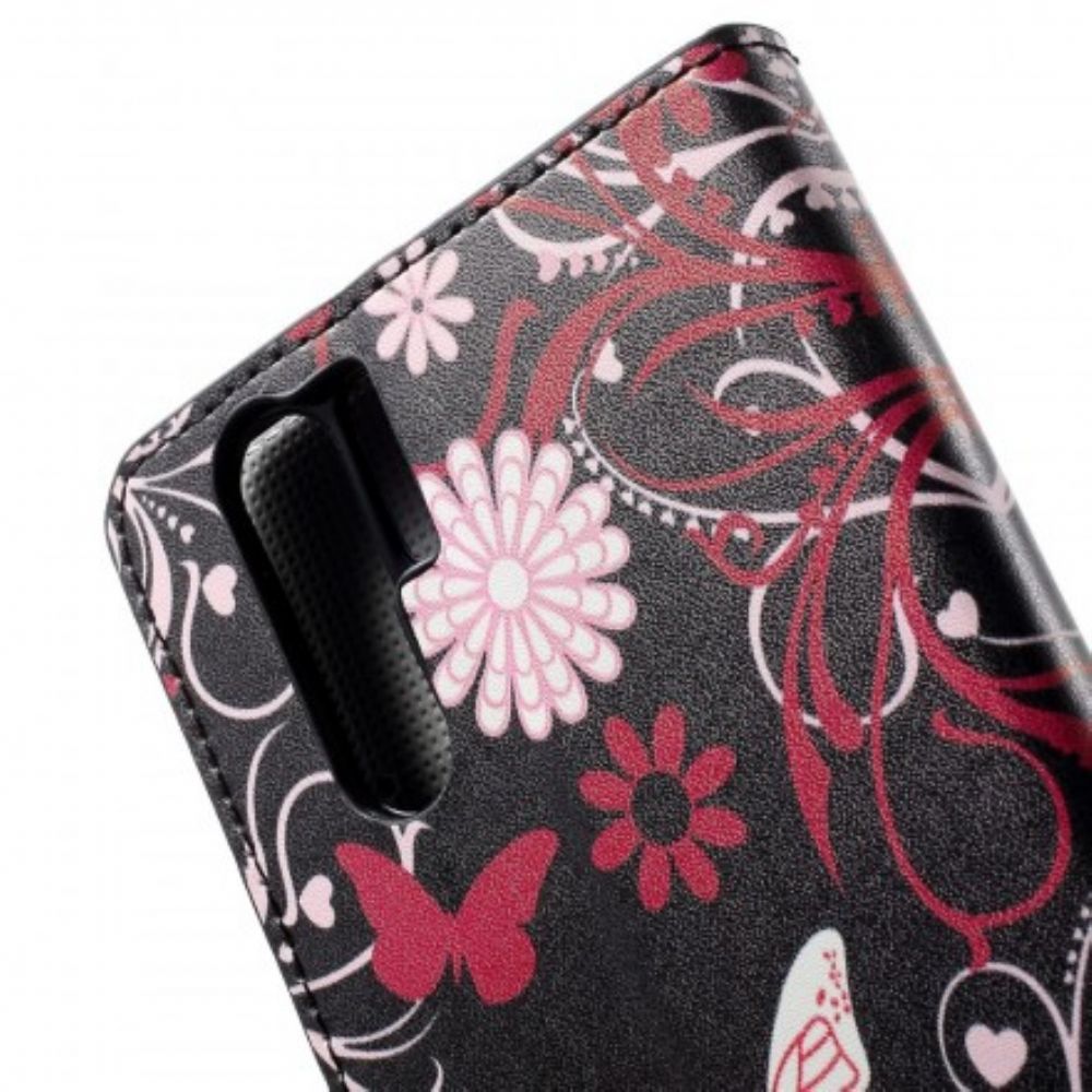 Folio-hoesje voor Huawei P30 Pro Vlinders En Bloemen