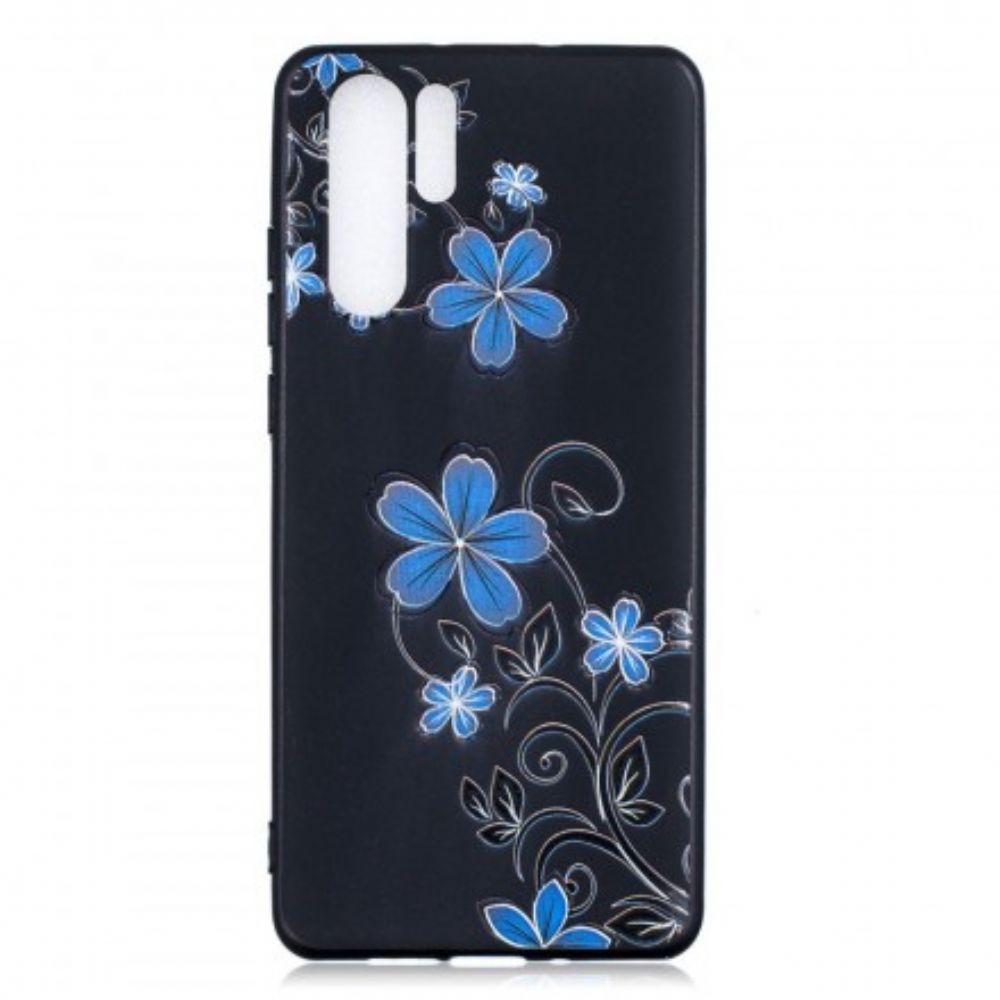 Hoesje voor Huawei P30 Pro Blauwe Bloemen