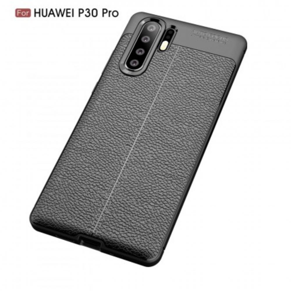 Hoesje voor Huawei P30 Pro Dubbele Lijn Litchi Leereffect