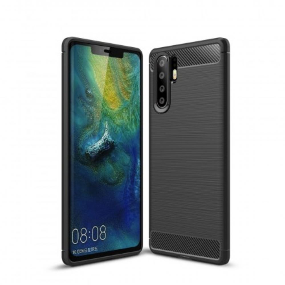 Hoesje voor Huawei P30 Pro Geborstelde Koolstofvezel