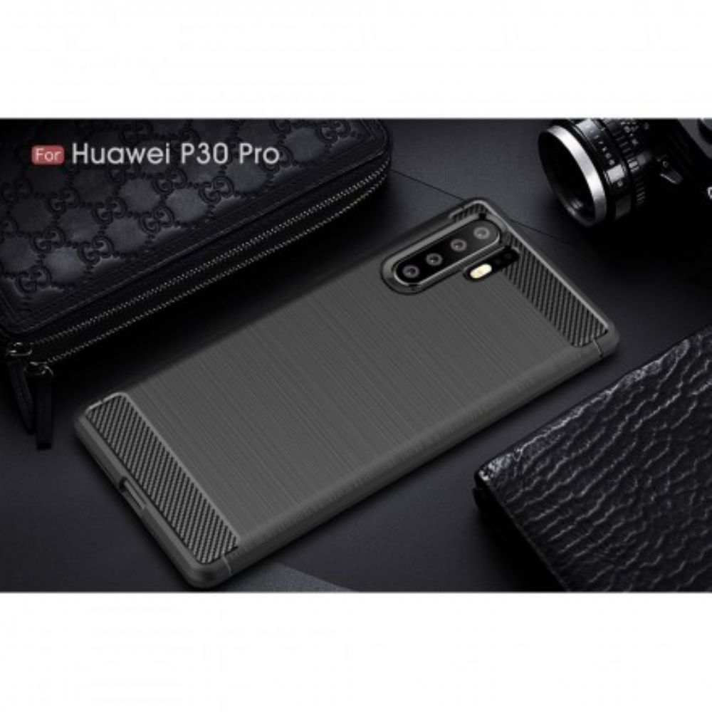 Hoesje voor Huawei P30 Pro Geborstelde Koolstofvezel